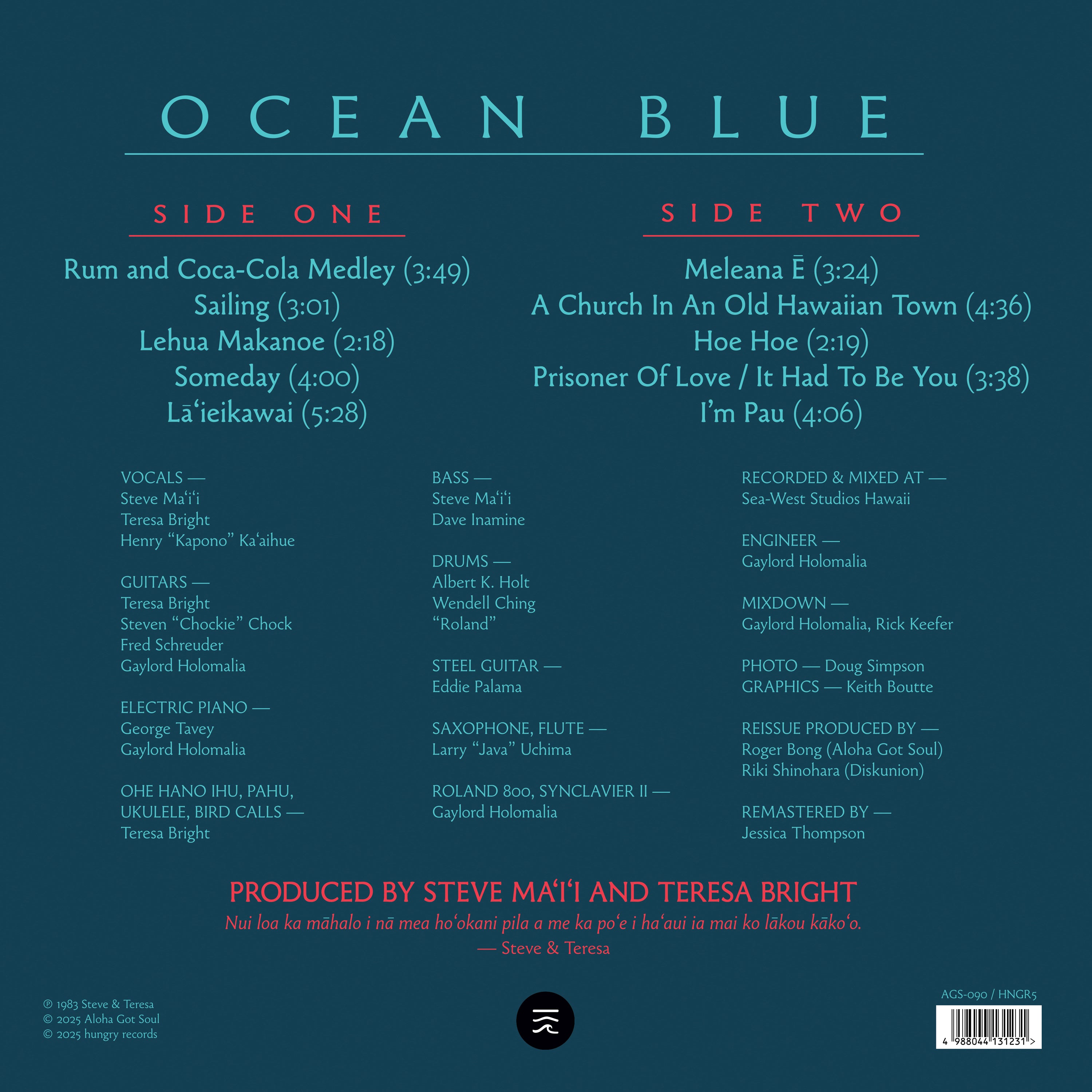 Steve & Teresa - Ocean Blue (AGS-090 / HNGR5)
