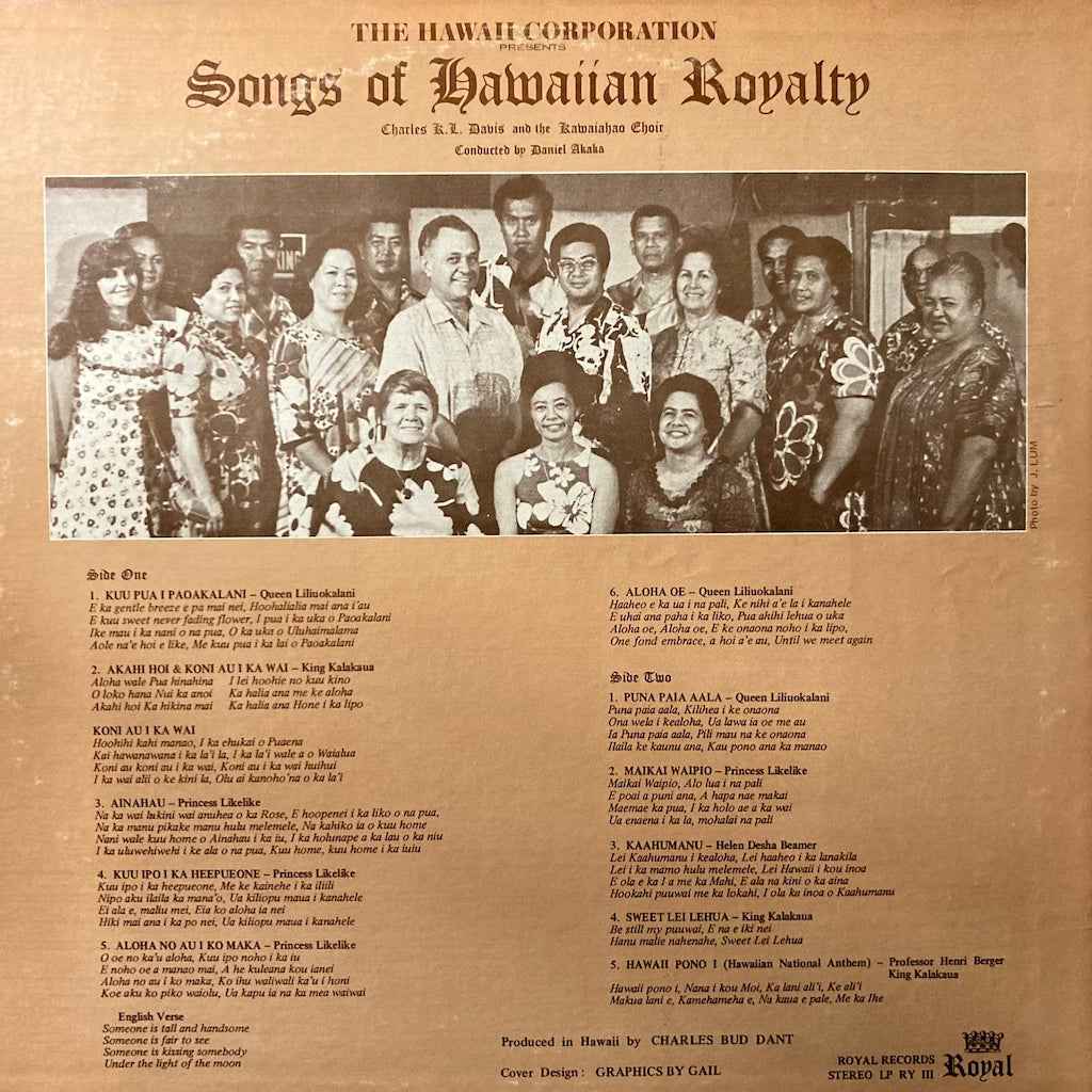 Charles R.L. Davis and the Lawaiahao Choir - Songs Of Hawaiian Royalty