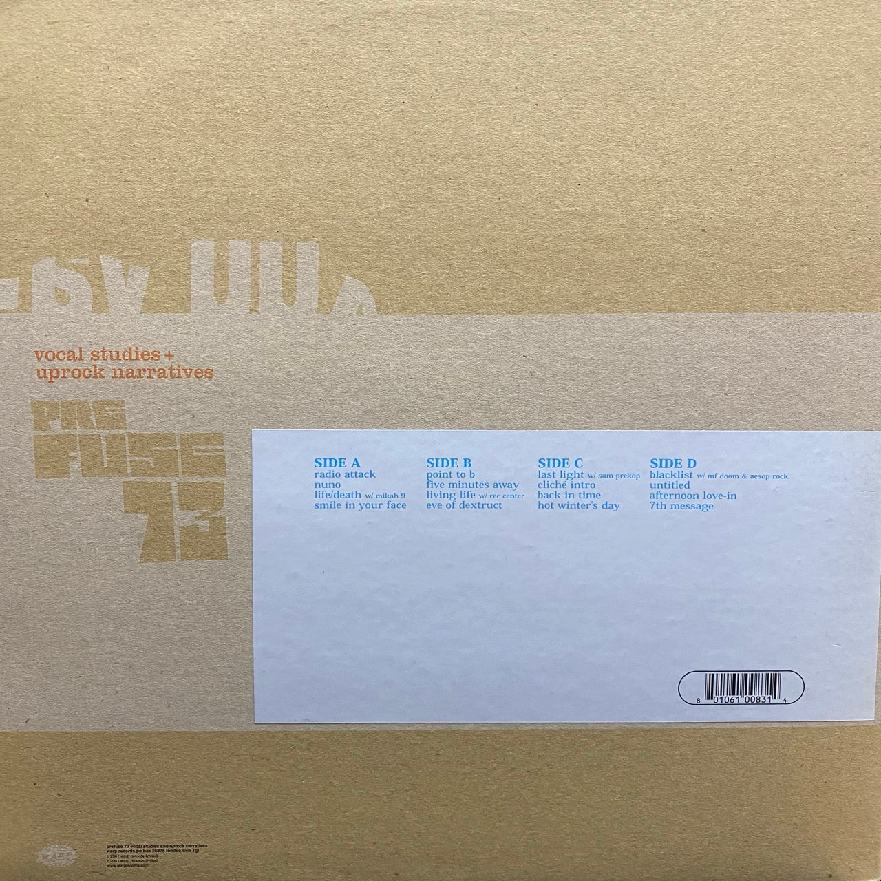Prefuse 73 – Vocal Studies + Uprock Narratives [2LP] – AGS Honolulu