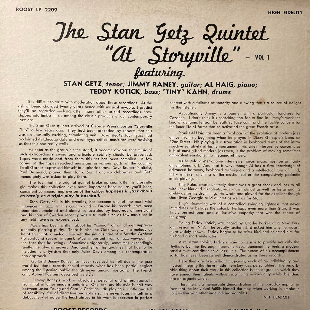 Stan Getz - at Storyville