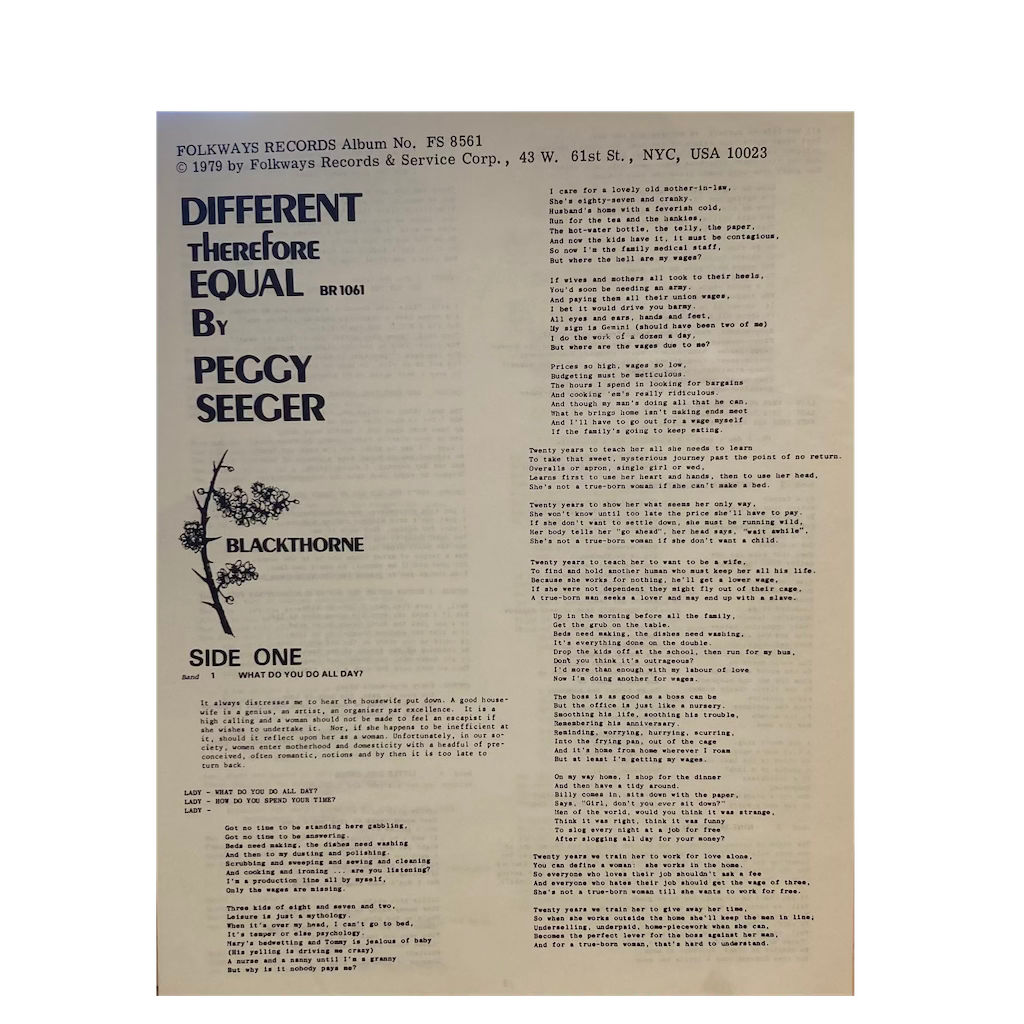 Peggy Seeger - Different Therefore Equal