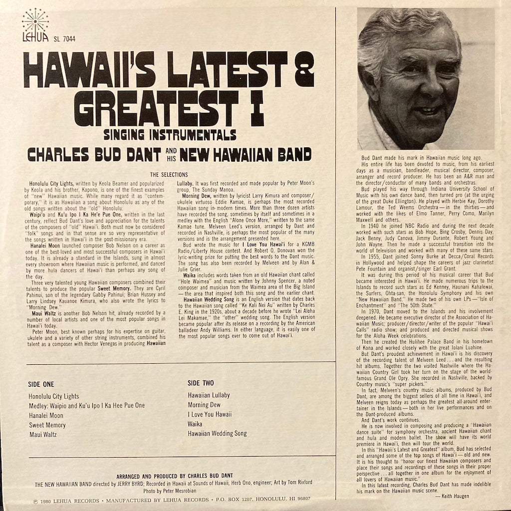 Charles Bud Dant and his New Hawaiian Band - Hawaii's Latest & Greatests I