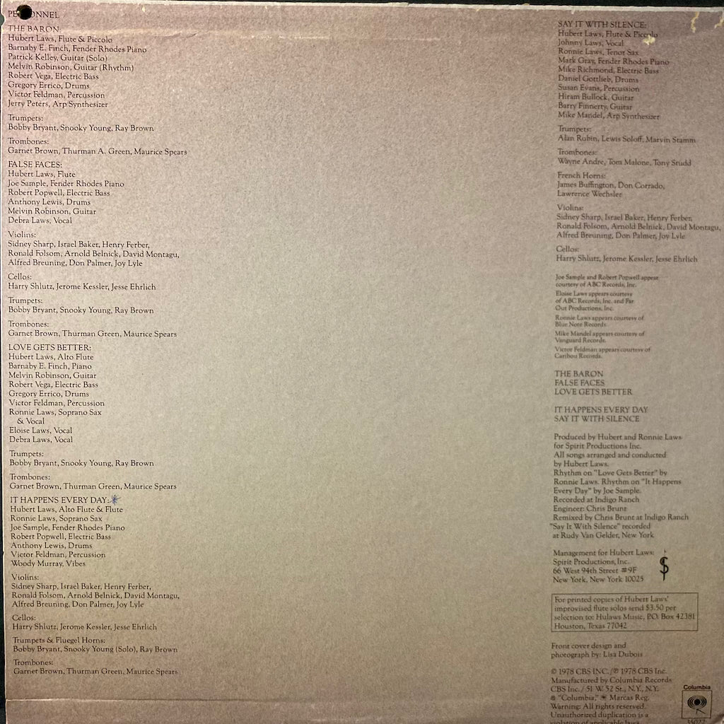 Hubert Laws - Say It With Silence