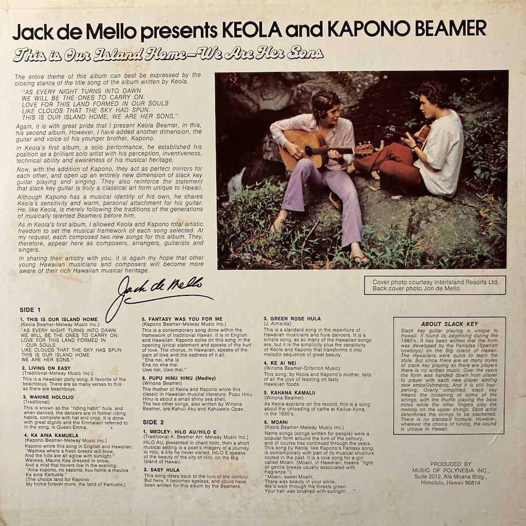 Jack De Mello presents Keola and Kapono Beamer - This Is Our Island Home - We Are Her Sons