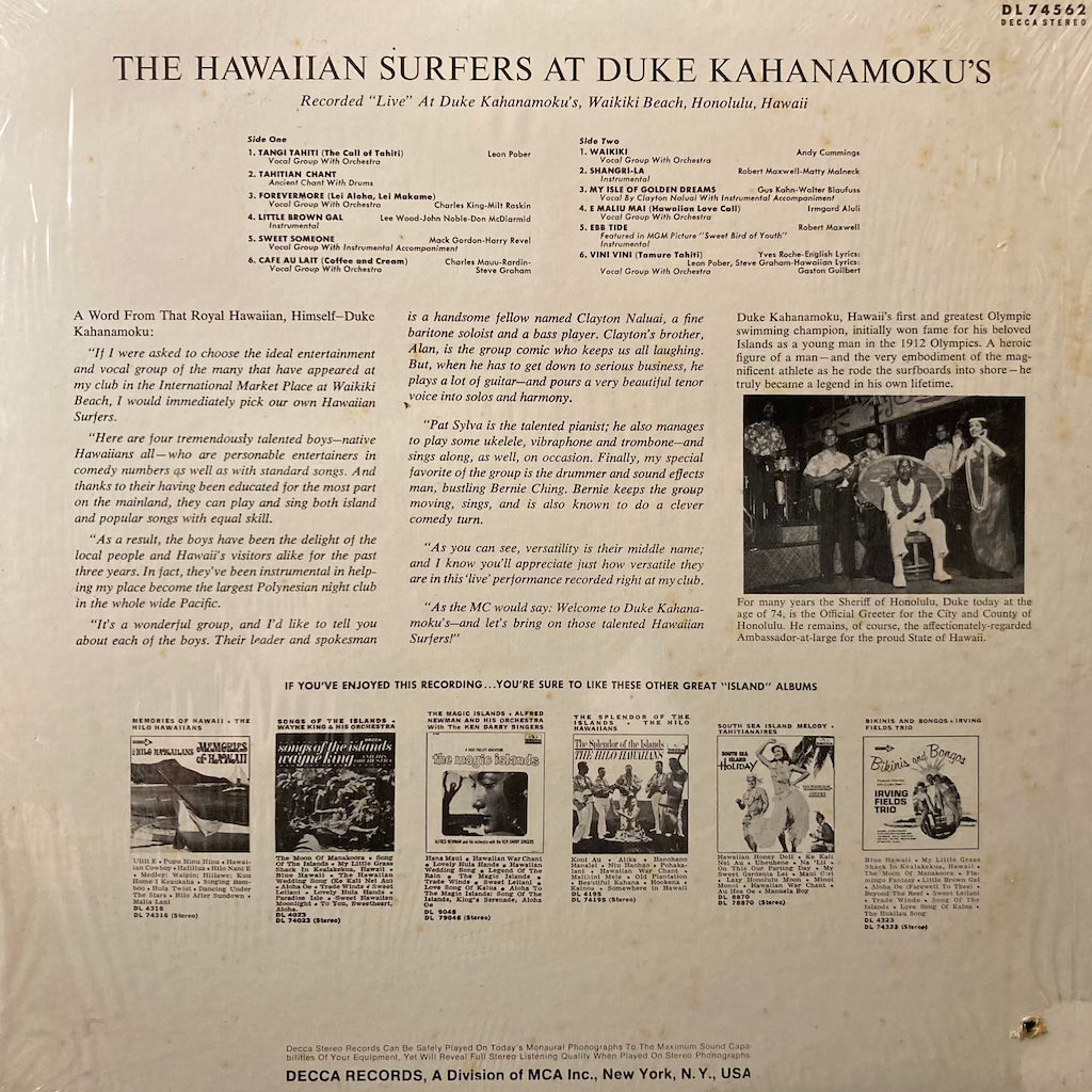 The Hawaiian Surfers - The Hawaiian Surfers at Duke Kahanamoku's