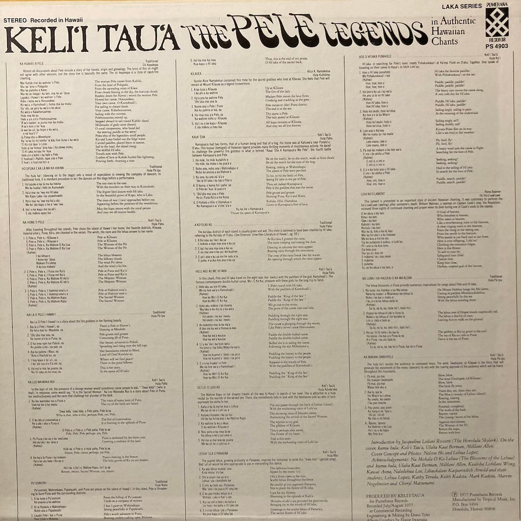 Keli'i Tau'a - The Pele Legends in Authentic Hawaiian Chants