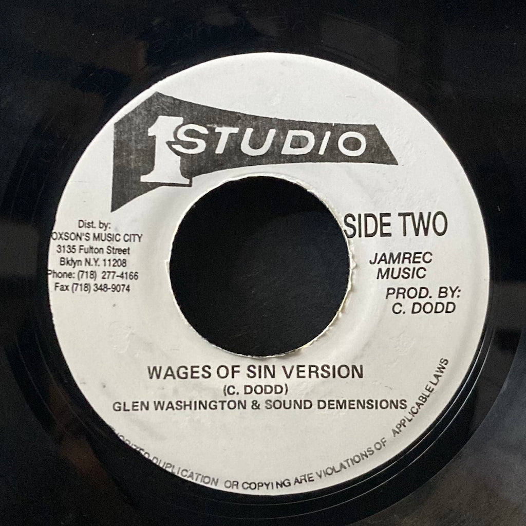 Glen Washington/Sound Dimension's - Wages Of Sin/Version [7"]