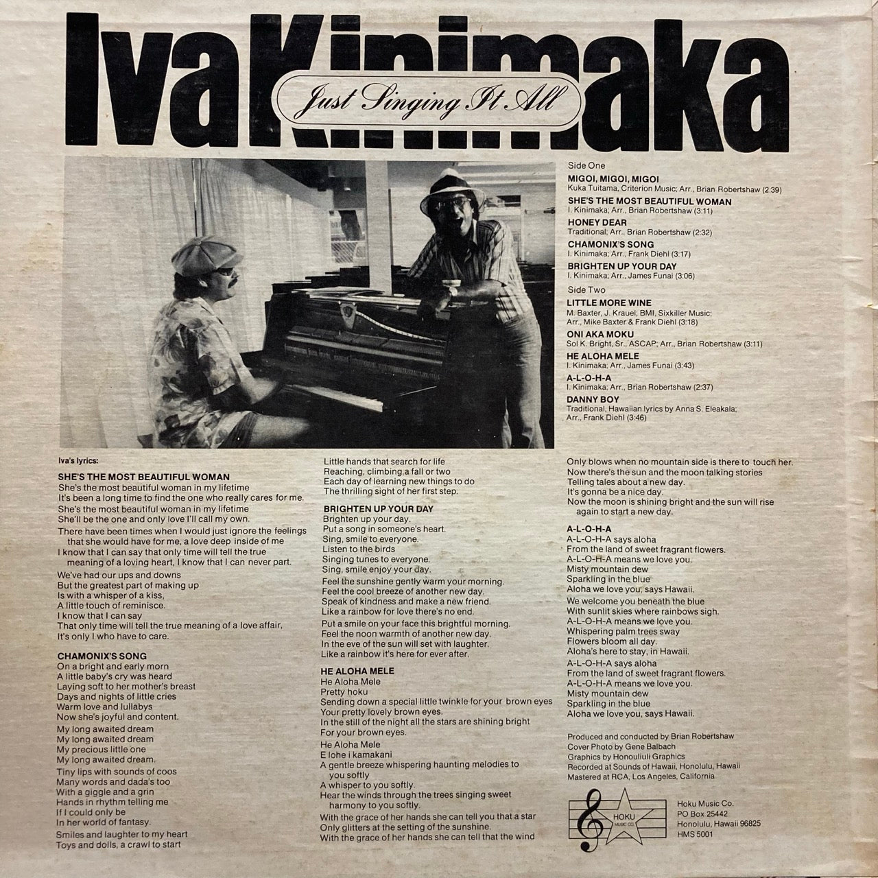 洋楽 Just Singing It All / Iva Kinimaka '1979 Iva Kinimaka – Just Singing It All – AGS Honolulu