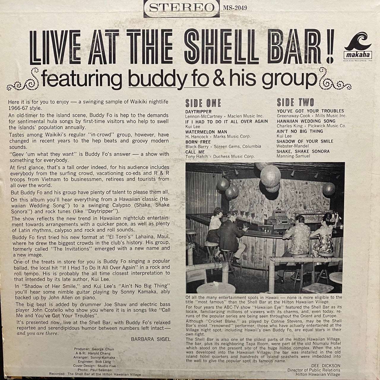 Buddy Fo And His Group – Live at the Shell Bar! – AGS Honolulu