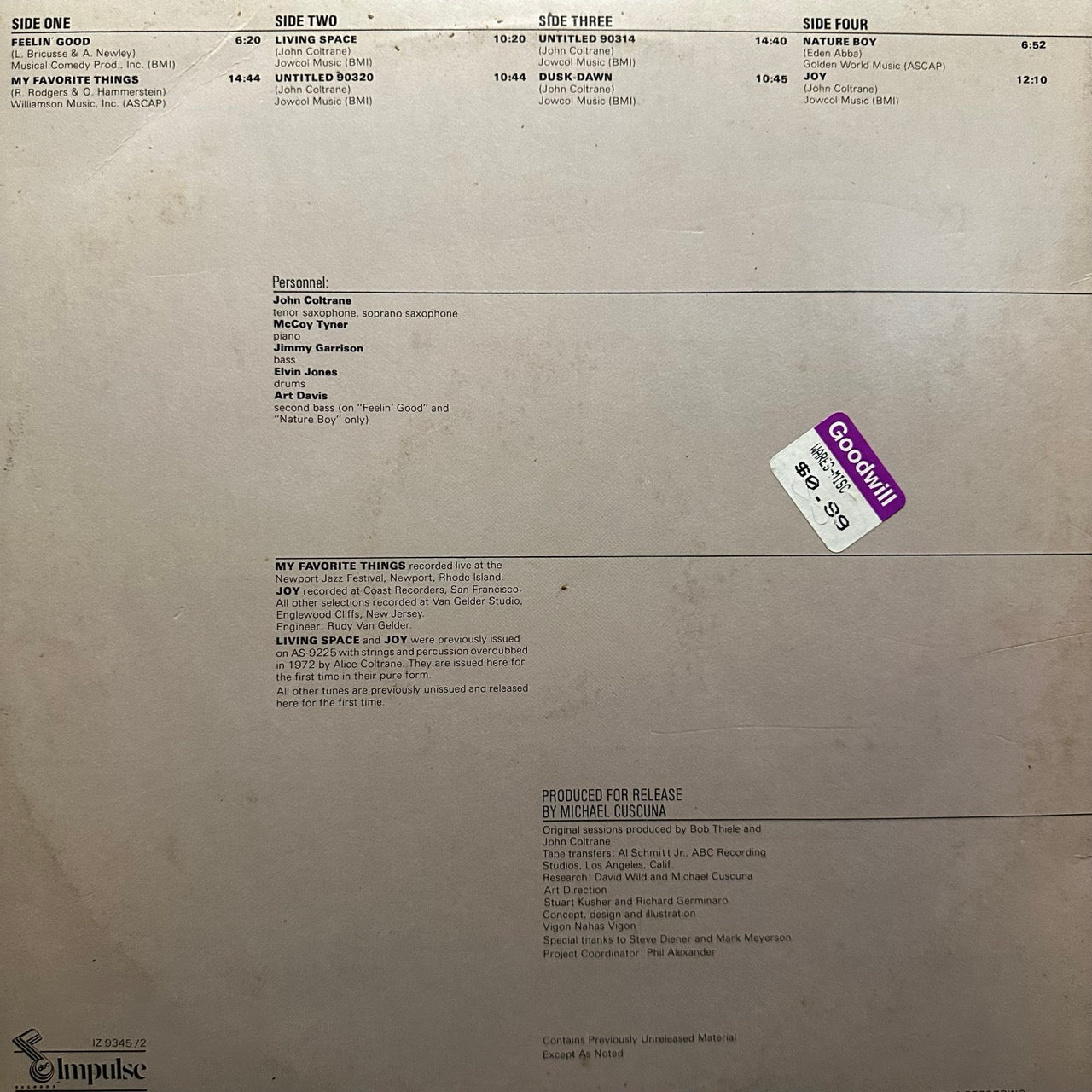 John Coltrane – The Mastery Of John Coltrane / Vol. I Feelin' Good [2LP]