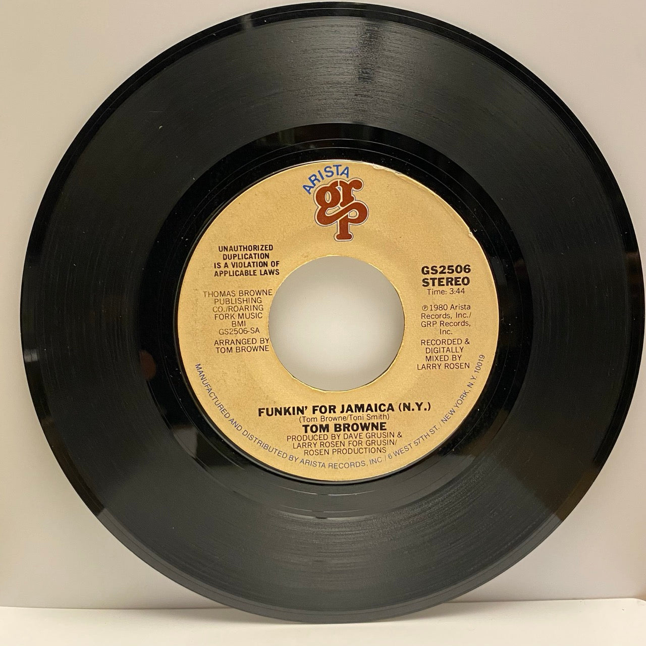 Tom Browne – Funkin' For Jamaica (N.Y.) / Dreams Of Lovin' You [7"]