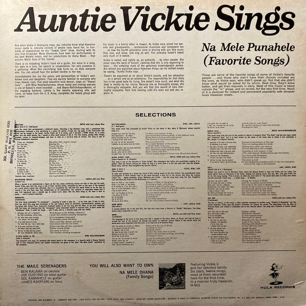 Auntie Vickie - Auntie Vickie Sings, Na Mele Punahele