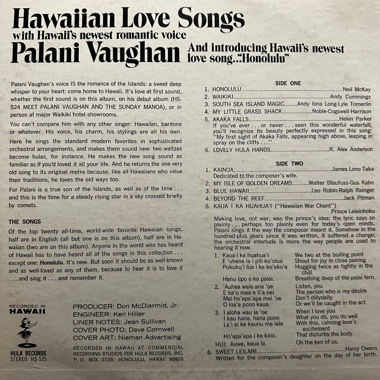 Palani Vaughan – Hawaiian Love Songs