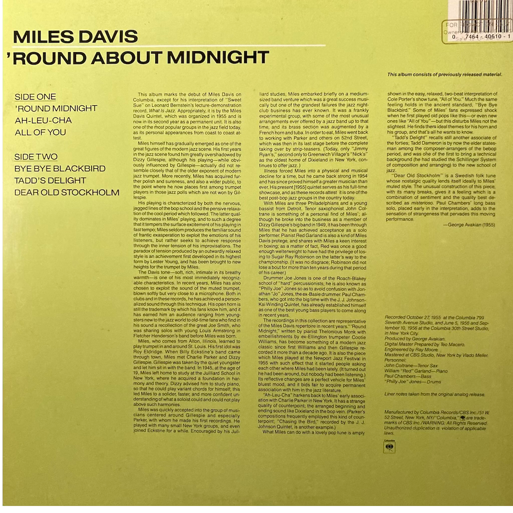 Miles Davis - Round About Midnight