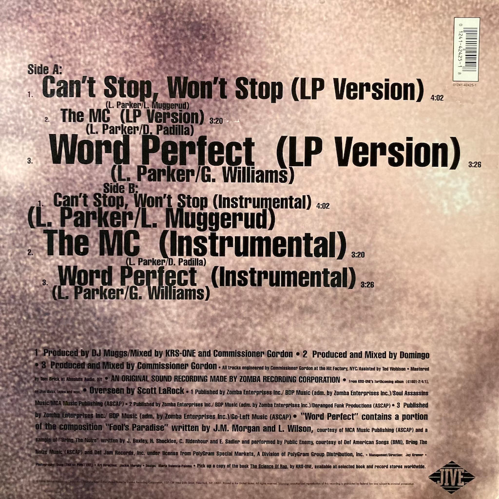 KRS-One - The M.C./Word Perfect/Can't Stop, Won't Stop [12"]