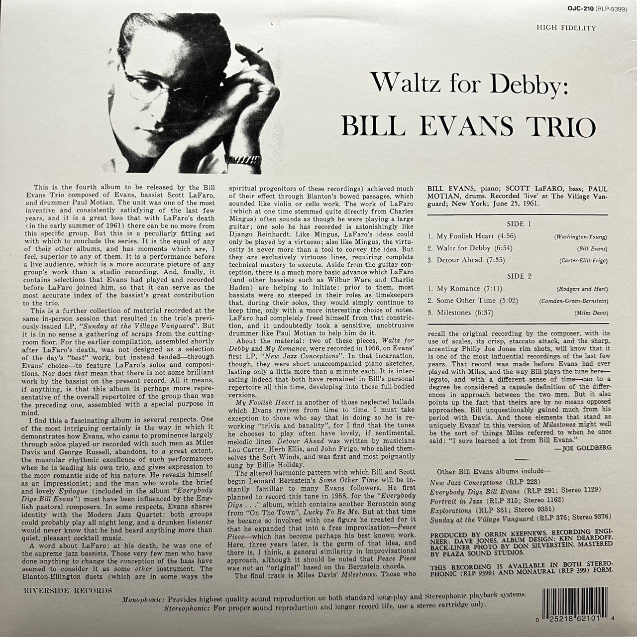 Bill Evans Trio With Scott LaFaro, Paul Motian – Waltz For Debby
