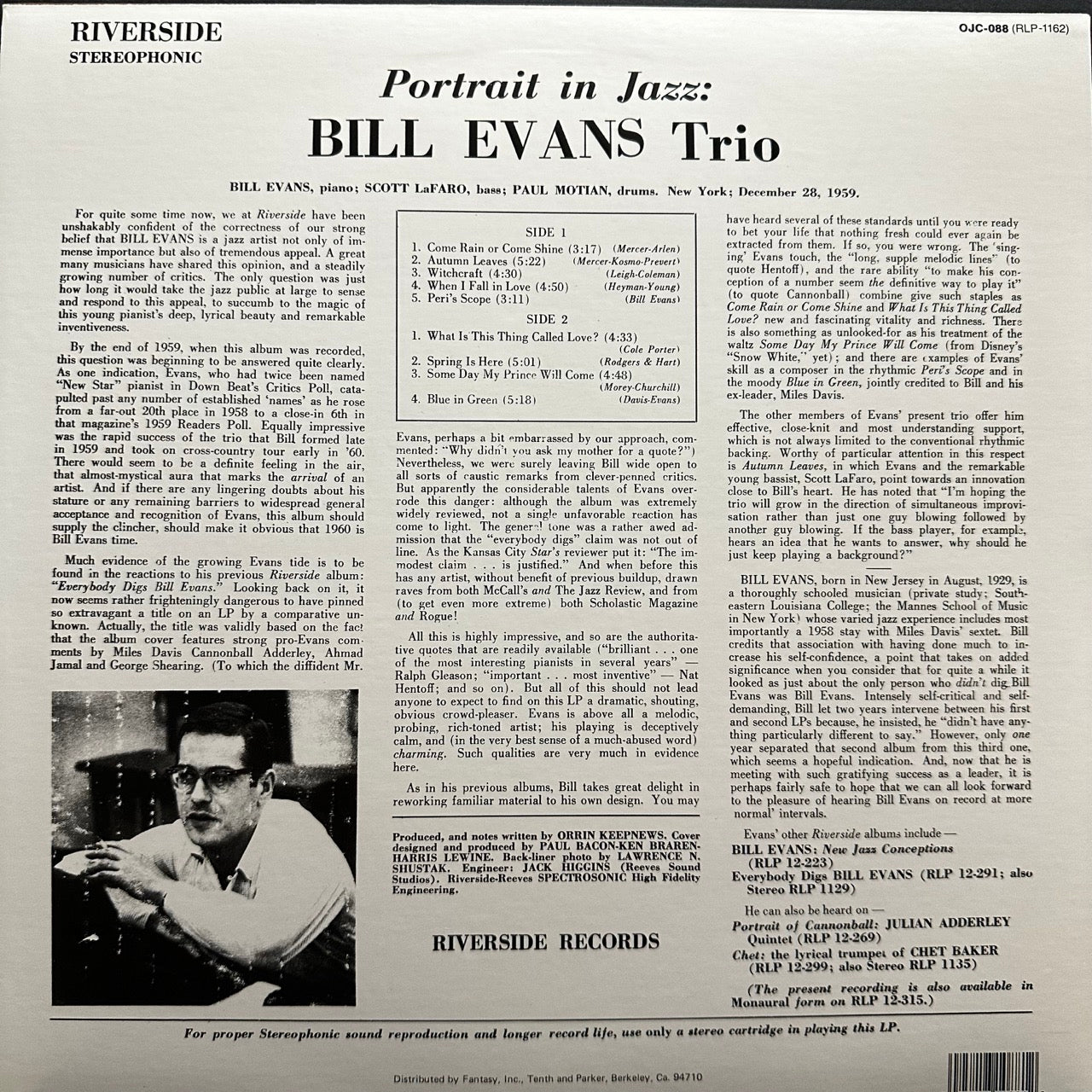 Bill Evans Trio – Portrait In Jazz
