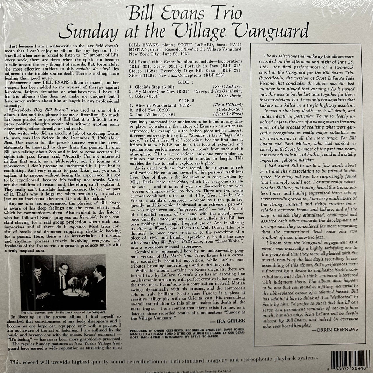 Bill Evans Trio Featuring Scott La Faro – Sunday At The Village Vanguard