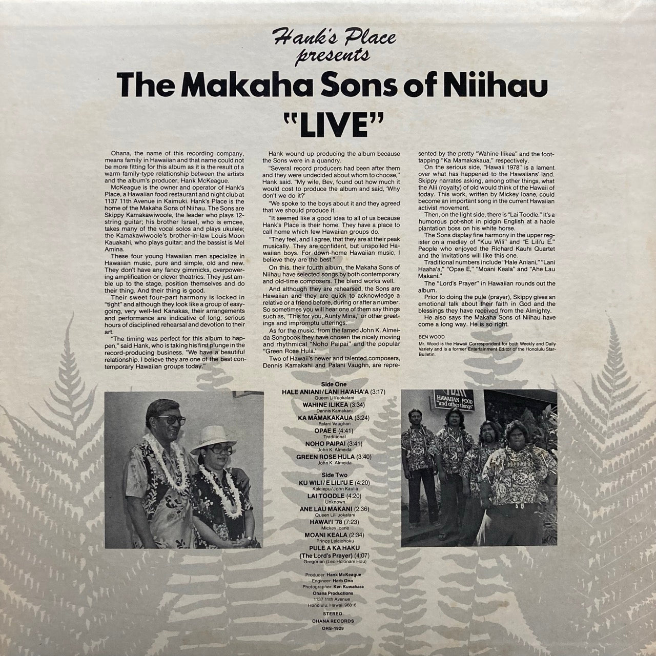 The Makaha Sons Of Niihau – Hank's Place Presents The Makaha Sons