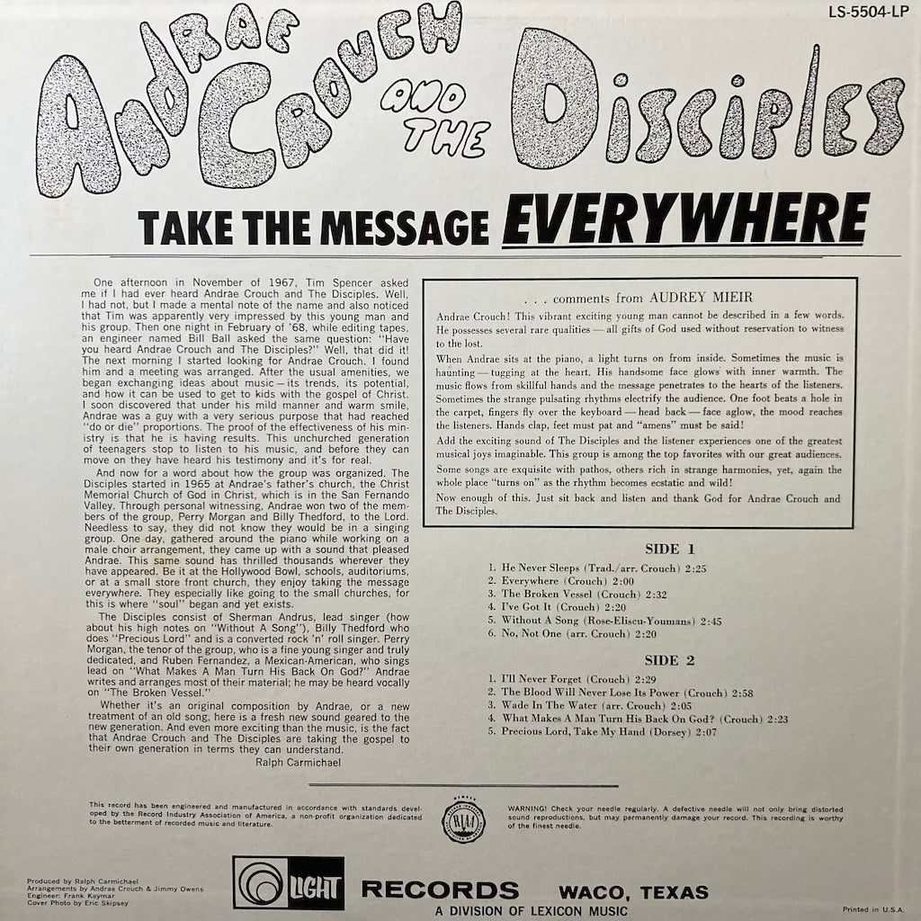 Andrae Crouch and The Disciples - Take The Message EVERYWHERE