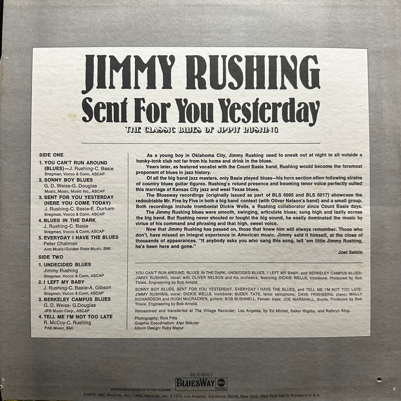 Jimmy Rushing – Sent For You Yesterday - The Classic Blues Of Jimmy Rushing