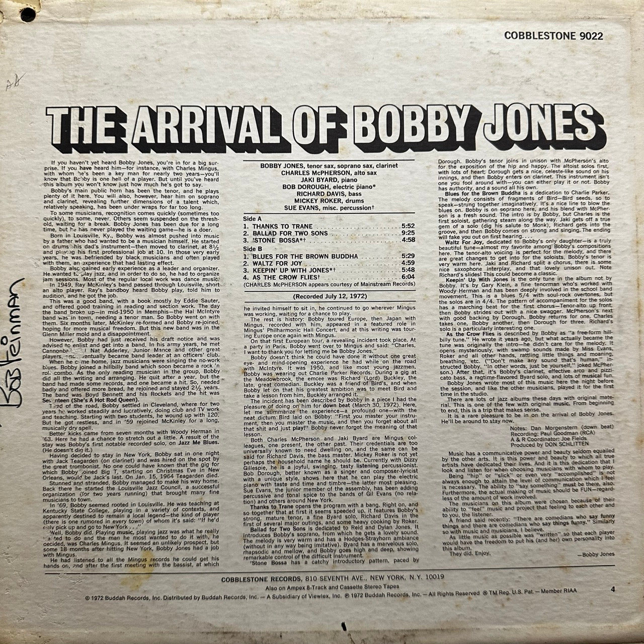 Bobby Jones – Arrival Of Bobby Jones