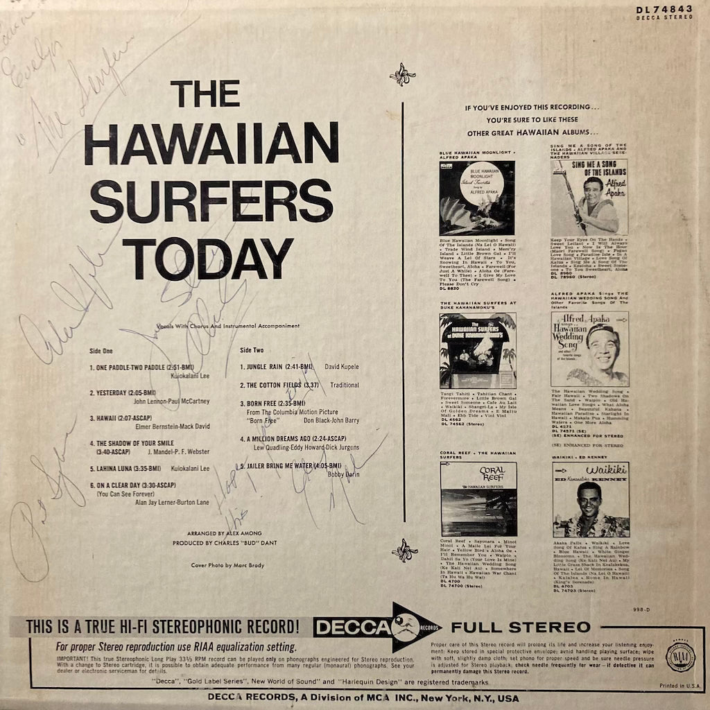 The Hawaiian Surfers - Today [SIGNED]