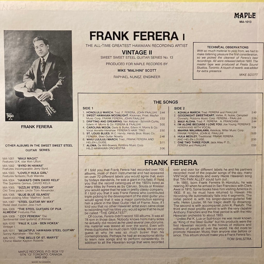 Frank Ferera - Sweet Sweet Steel Guitar Series No.13 - Vintage II