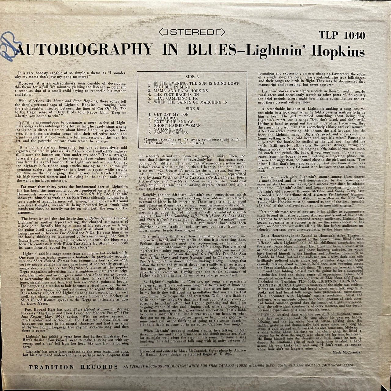 Lightnin' Hopkins – Autobiography In Blues