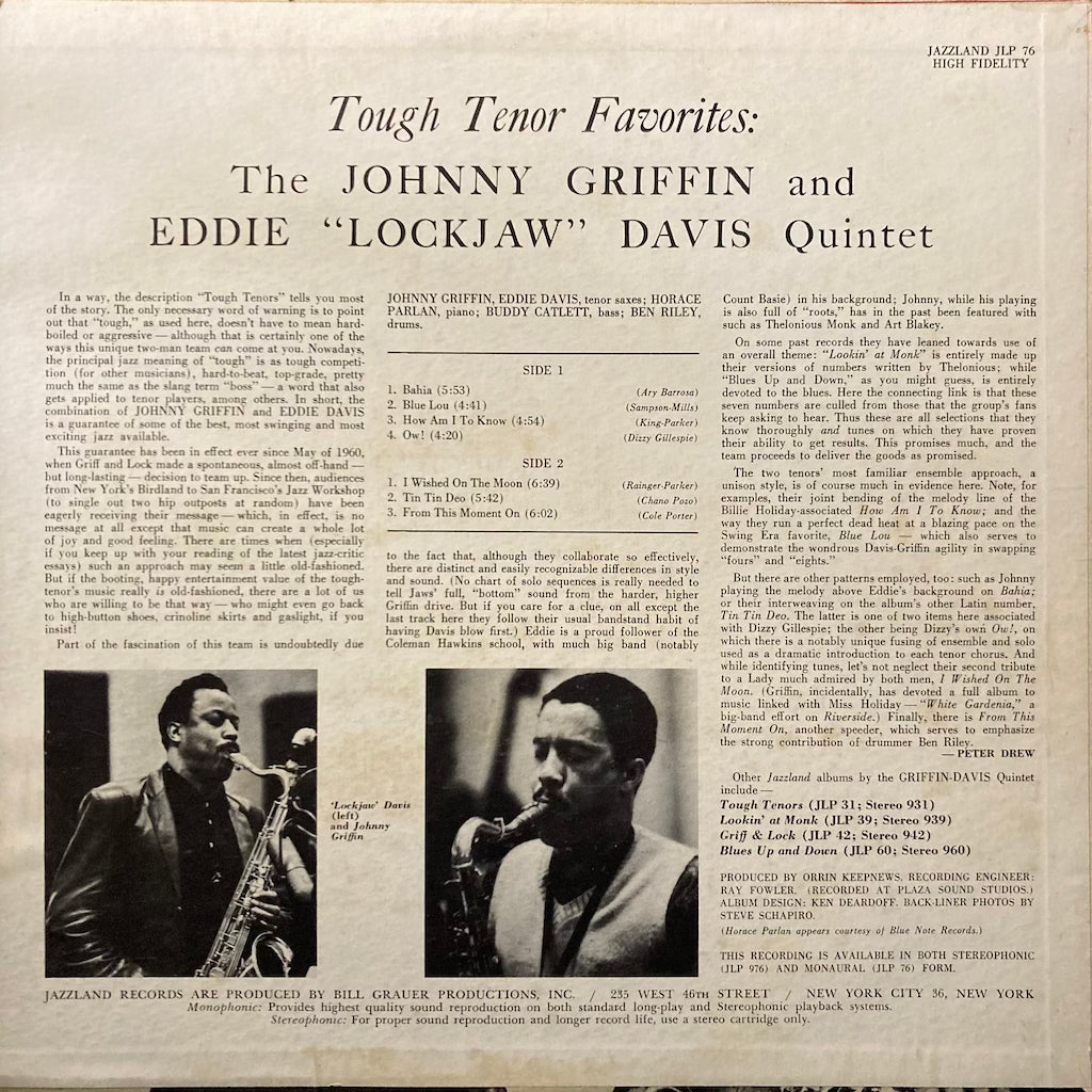 The Johnny Griffin and Lockjaw Davis Quintet - Tough Tenor Favorites