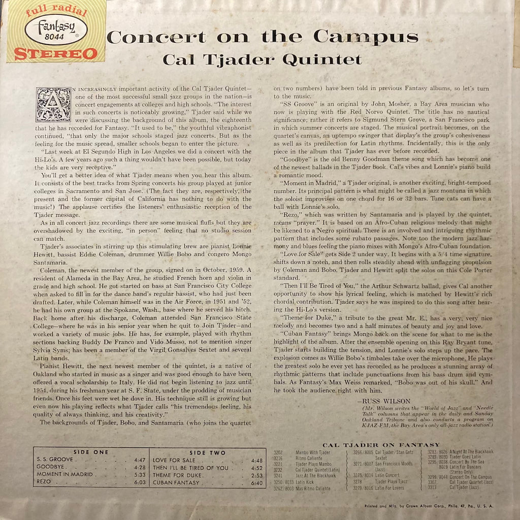 Cal Tjader Quintet - Concert On The Campus [Blue Vinyl]