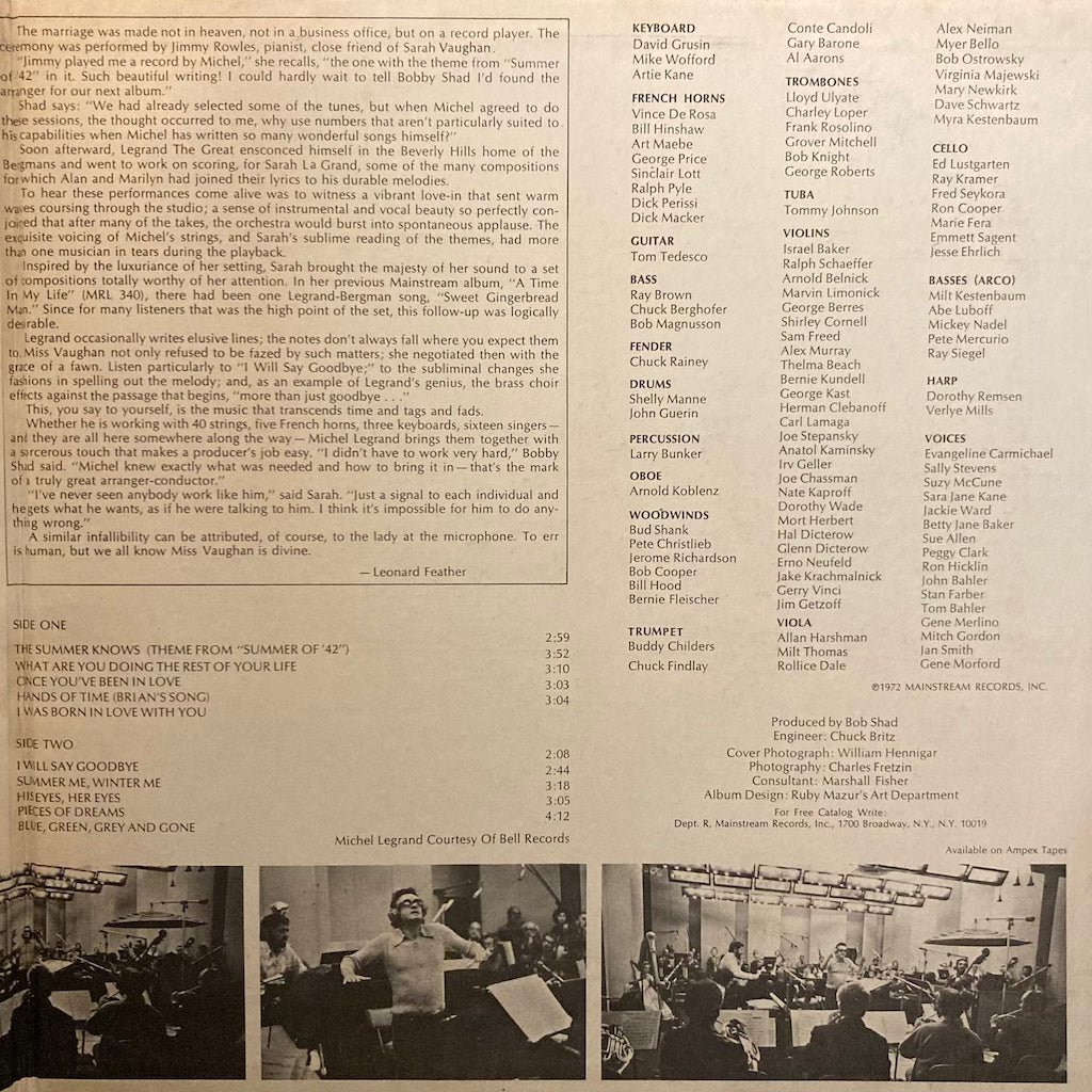 Sarah Vaughan - Orchestra Arranged and Conducted by Michel Legrand