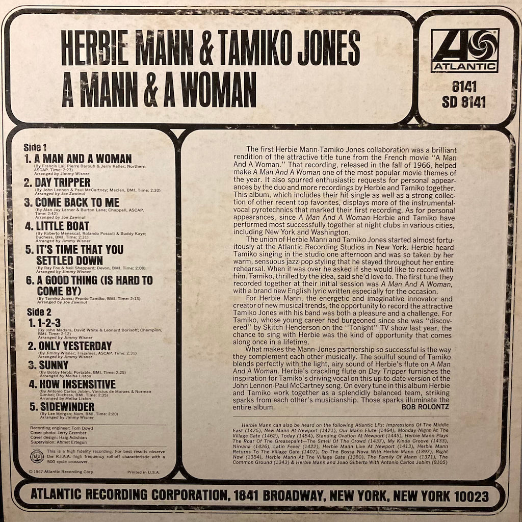 Herbie Mann & Tamiko Jone's - A Mann & A Woman