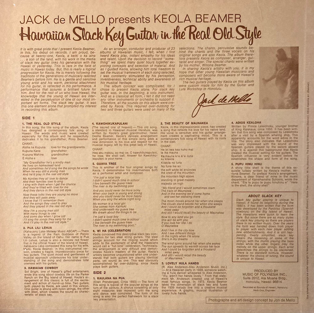 Jack De Mello presents Keola Beamer - Hawaiian Slack Key Guitar in The Real Old Style