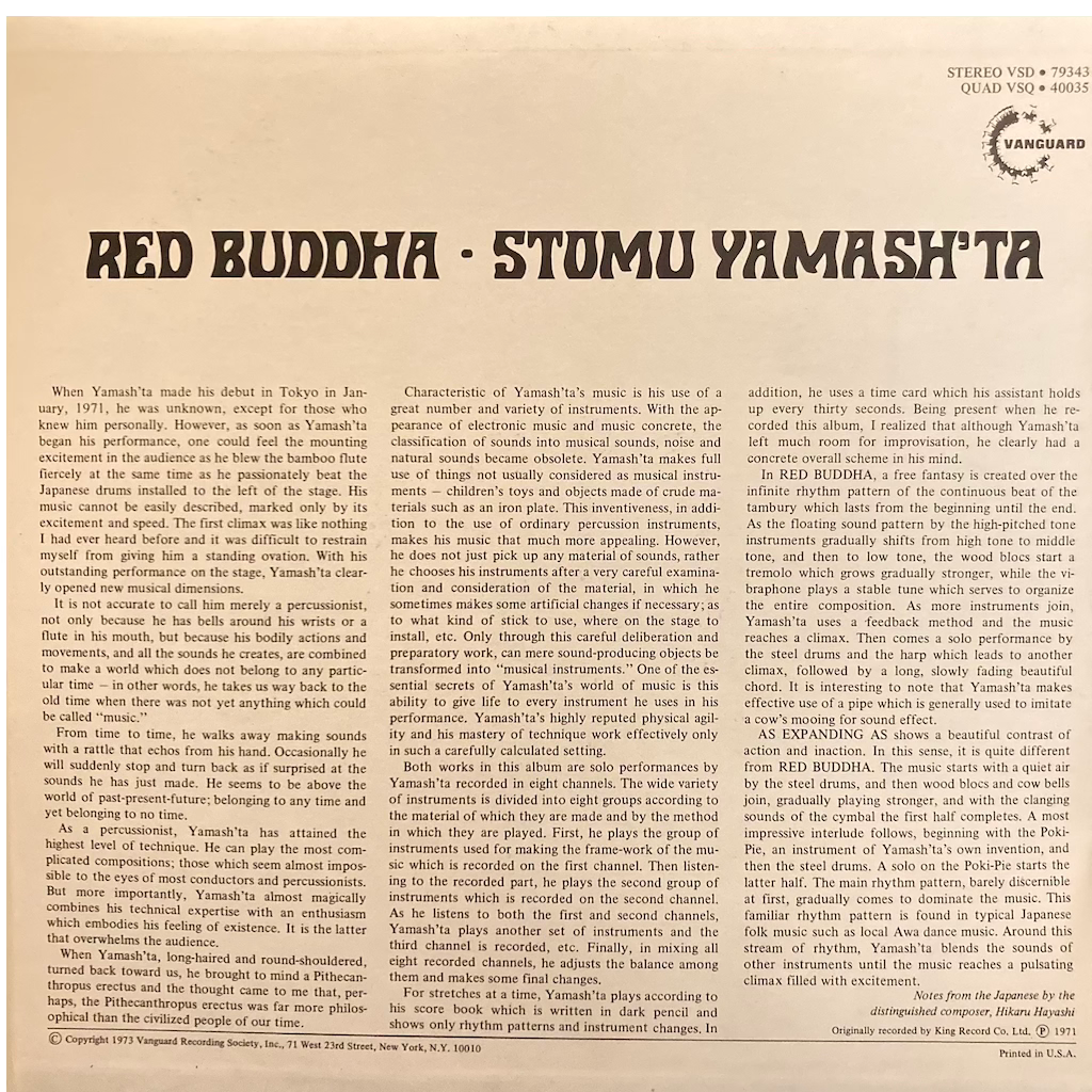Stomu Yamash'ta - Red Buddha