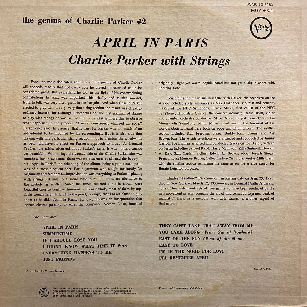 Charlie Parker With Strings – April In Paris