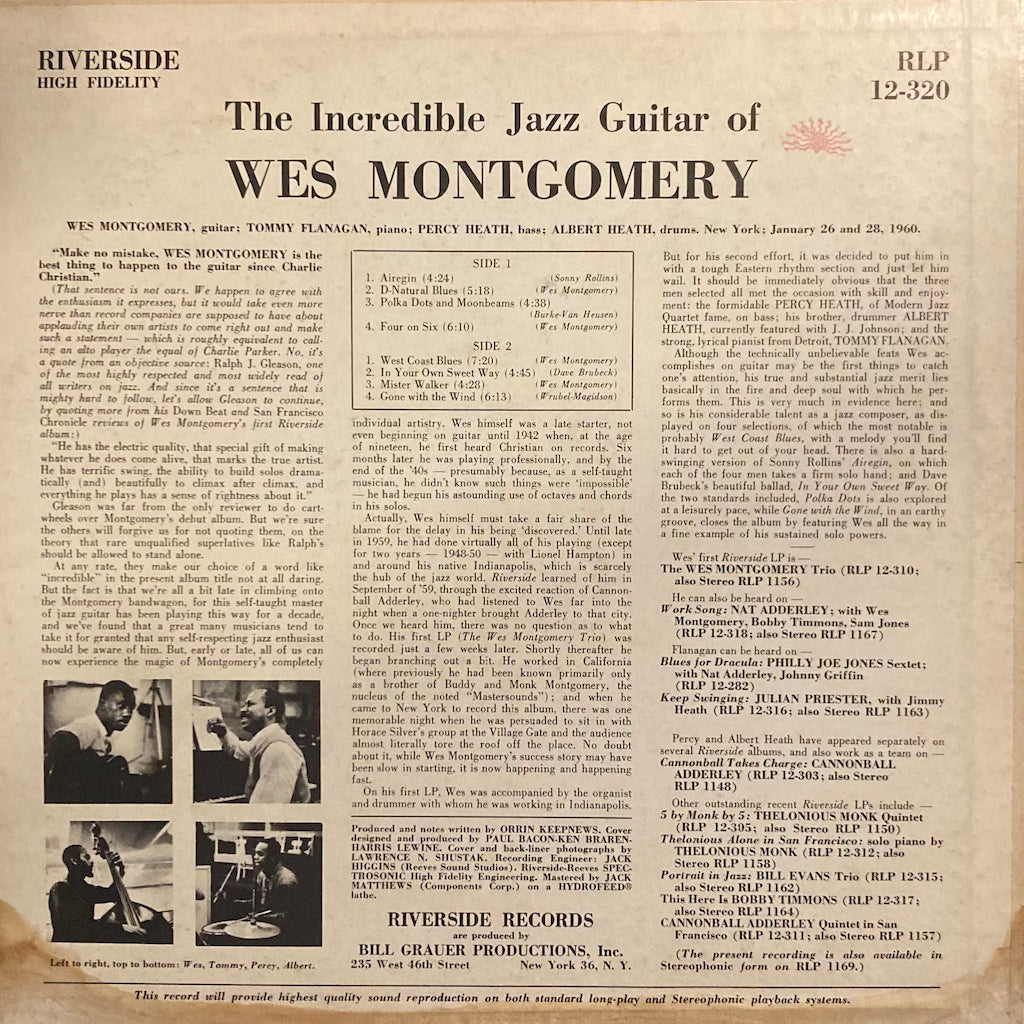 Wes Montgomery – The Incredible Jazz Guitar Of Wes Montgomery