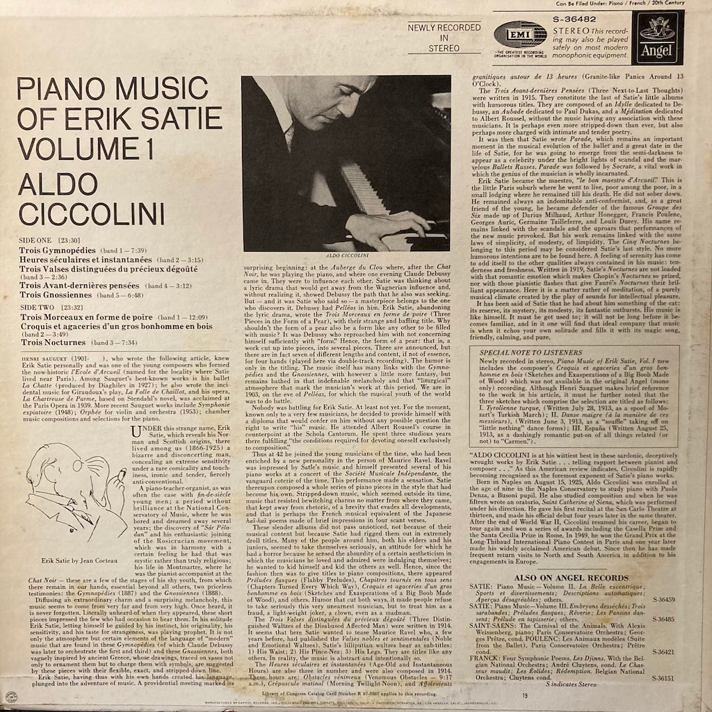Erik Satie / Aldo Ciccolini - Piano Music Of Erik Satie, Vol. 1
