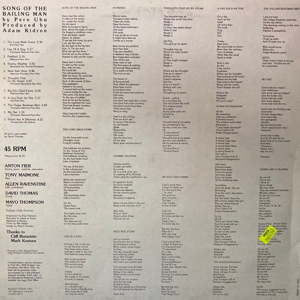 Pere Ubu - Song Of The Bailing Man