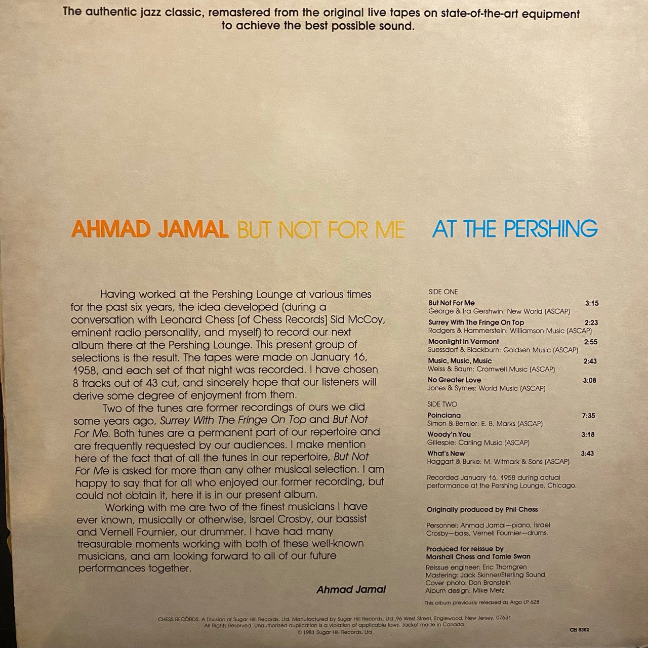 Ahmad Jamal Trio – Ahmad Jamal At The Pershing