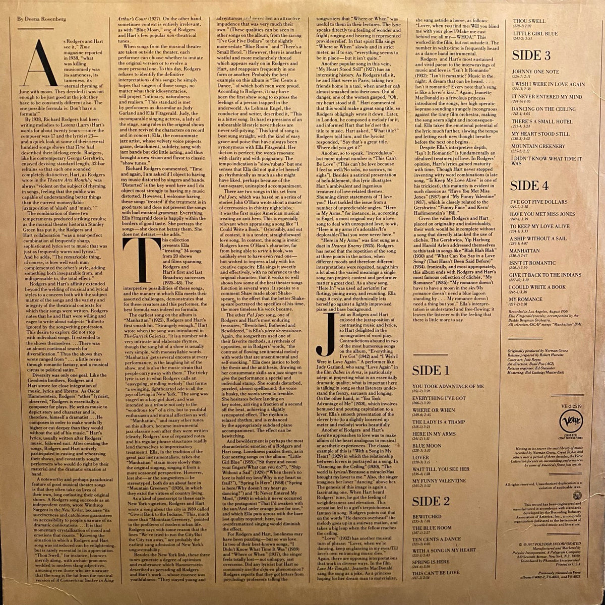 Ella Fitzgerald – The Rodgers And Hart Songbook [2LP]