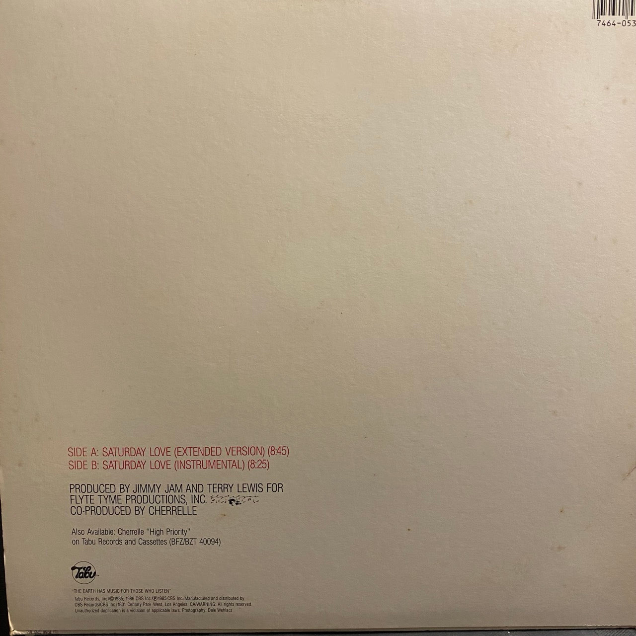 Cherrelle With Alexander O'Neal – Saturday Love [12"]