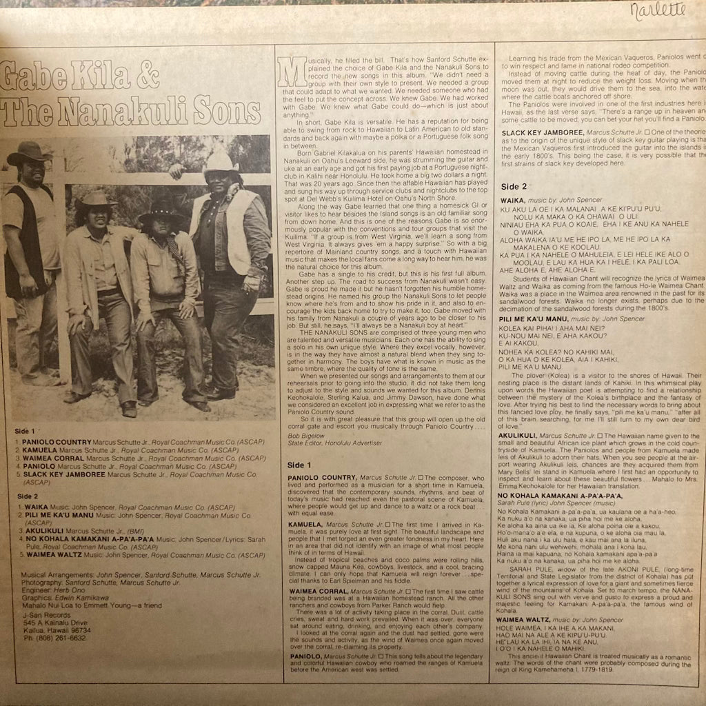 Gabe Kila & The Nanakuli Sons - Paniolo Country