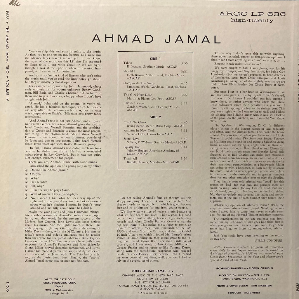 Ahmad Jamal - The Ahmad Jamal Trio Volme IV