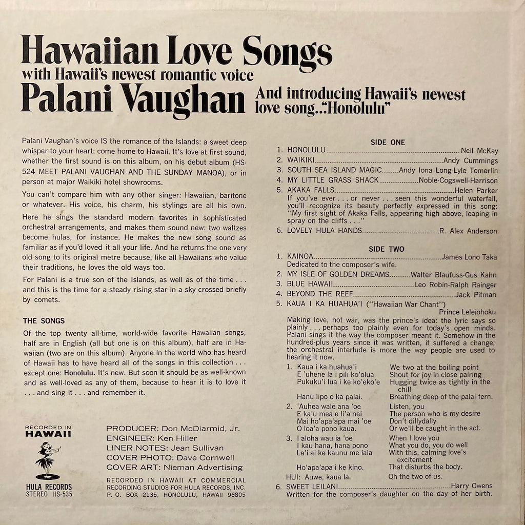 Palani Vaughan - Hawaiian Love Songs with Hawaii's newest romantic voice Palani Vaughn