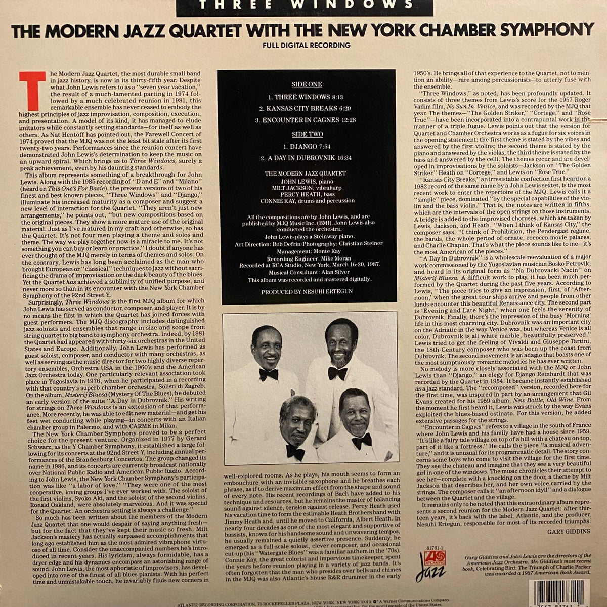 The Modern Jazz Quartet with New York Chamber Symphony – Three Windows