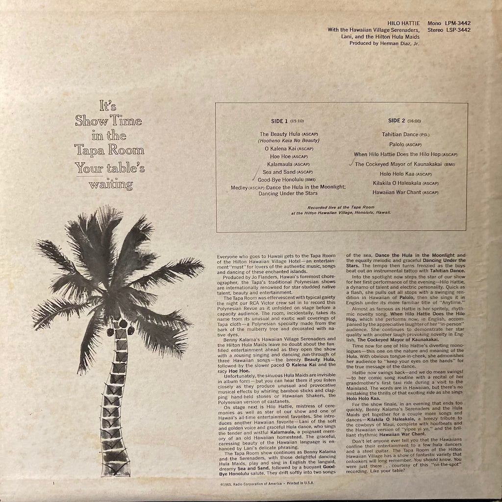 Hawaiian Village Serenaders/Lani and The Hilton Hula Maids - Hilo Hattis