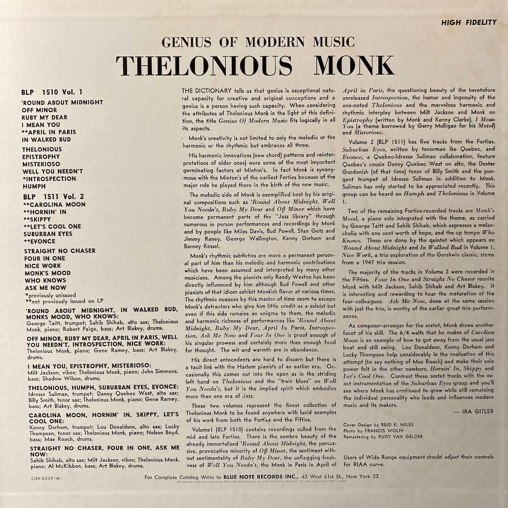 Thelonious Monk - Genius Of Modern Music Vol.2