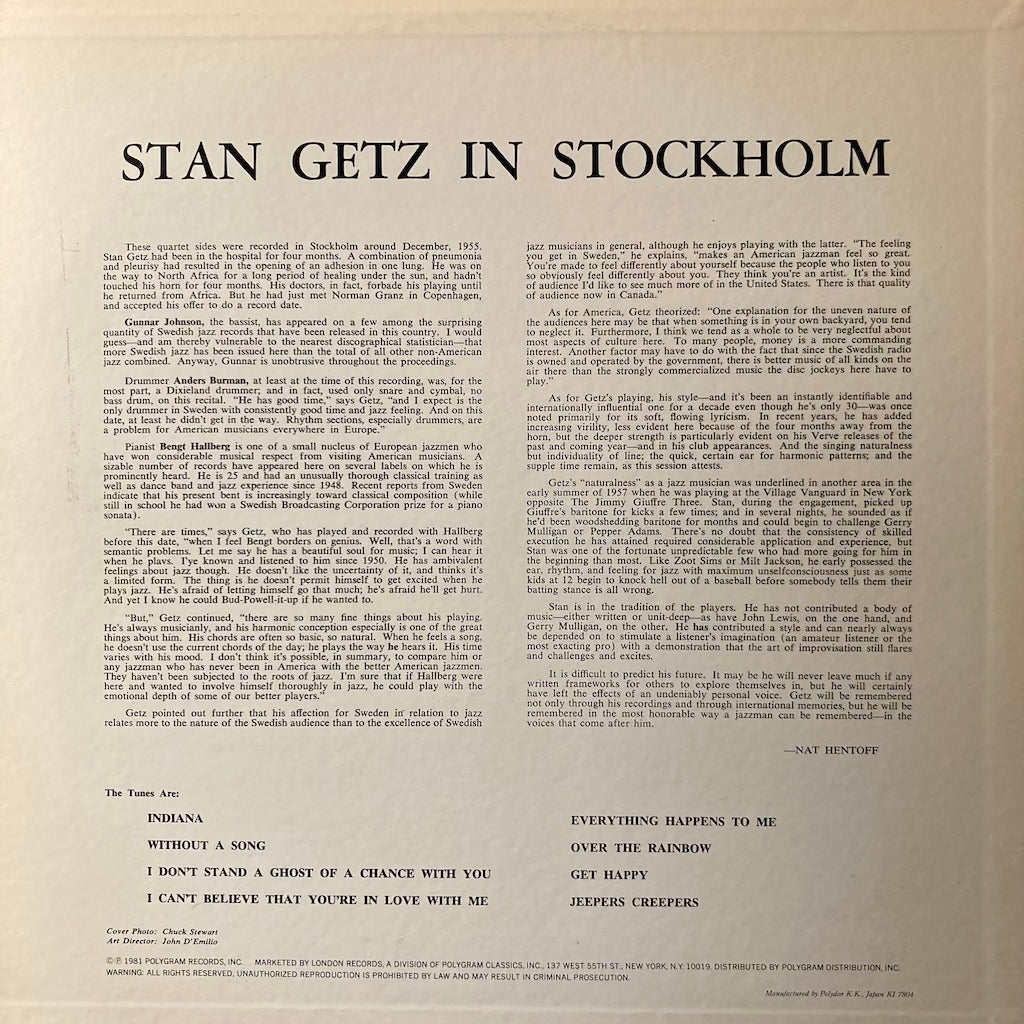 Stan Getz - Stan Getz in Stockholm