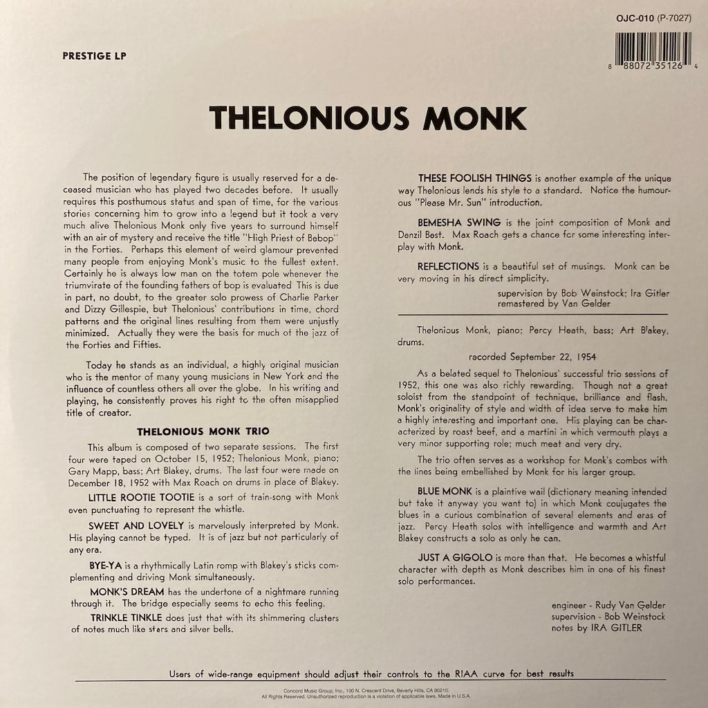 Thelonious Monk - Thelonius Monk Trio